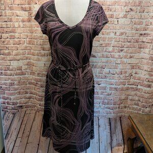 La Belle Dress Cap Sleeve Tie Waist Vintage Size Large